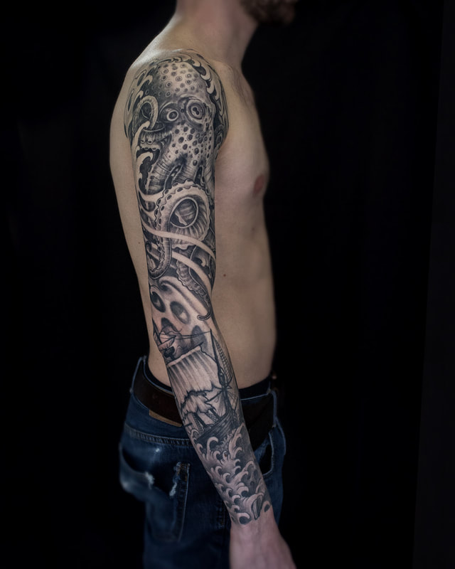 Tattoo by Adam LoRusso artist black and grey boston